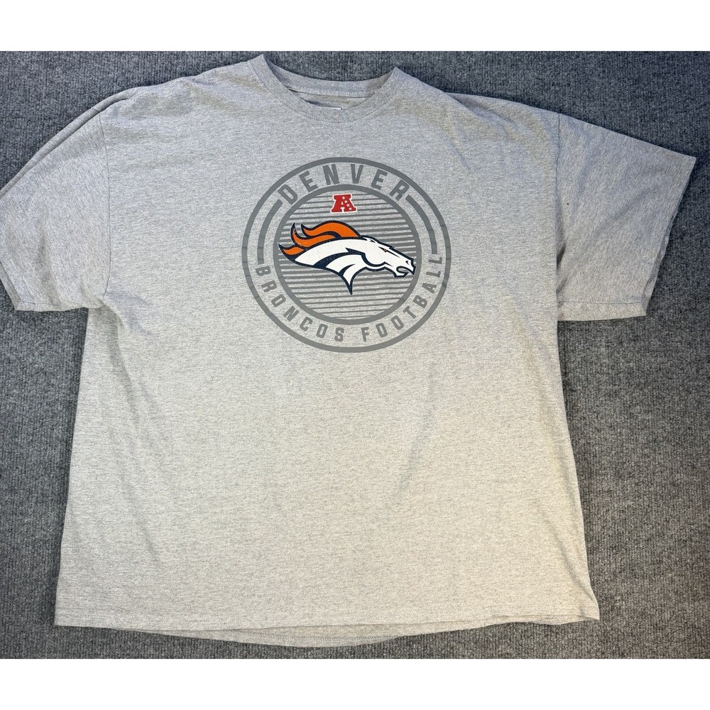 Denver Broncos NFL Team Apparel T Shirt Men's 2XL Gray Football Logo AFC